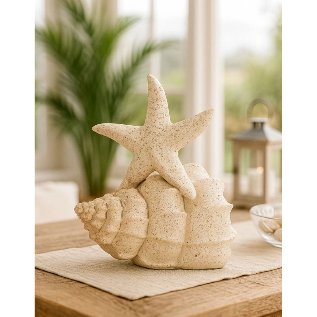 Scultura Conchiglie, Beige, Poliresina, 18x13x21,2 cm