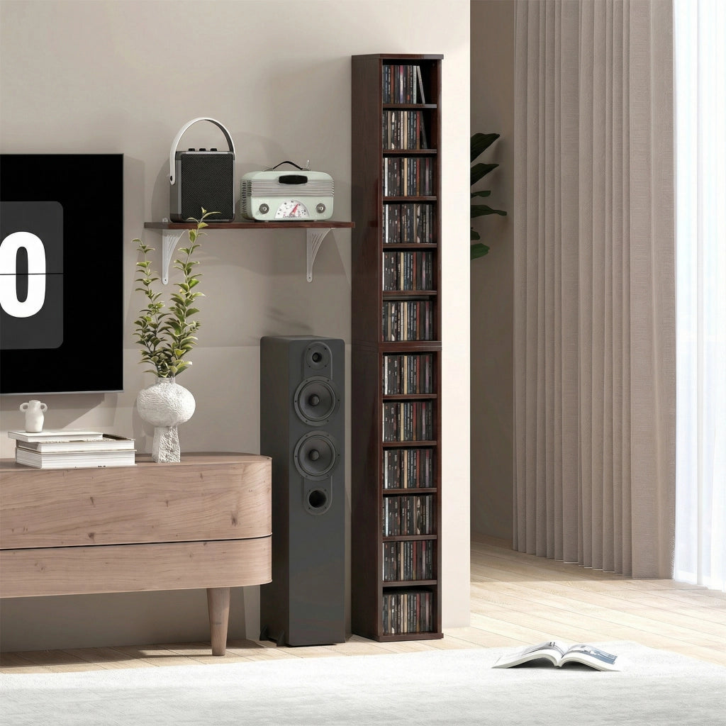 Libreria a colonne per CD e DVD ¨C zephmum ¨C marrone 21x22.5x88.5 cm
