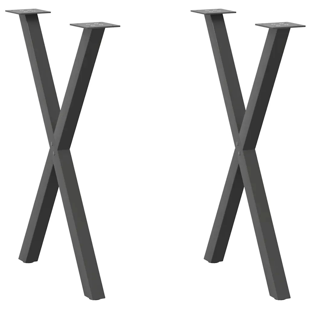 Gambe per tavolo da pranzo a forma di X 2 pz Antracite 57x(72-73) cm Acciaio