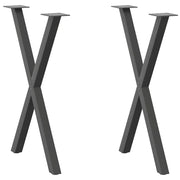Gambe per tavolo da pranzo a forma di X 2 pz Antracite 57x(72-73) cm Acciaio