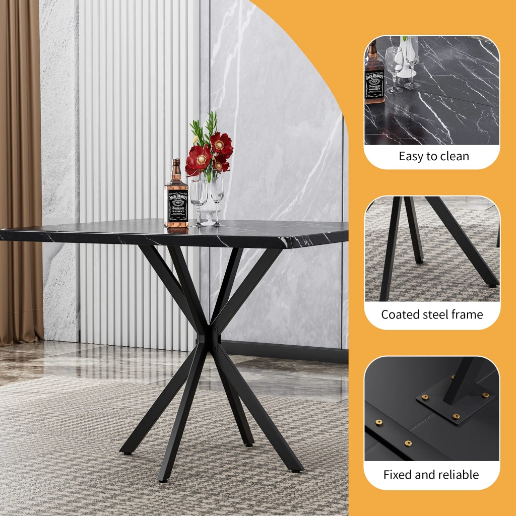 Tavolo da pranzo - quadrato - stile mid-century - per 4-6 persone - nero - salvaspazio - per cucina e ufficio
