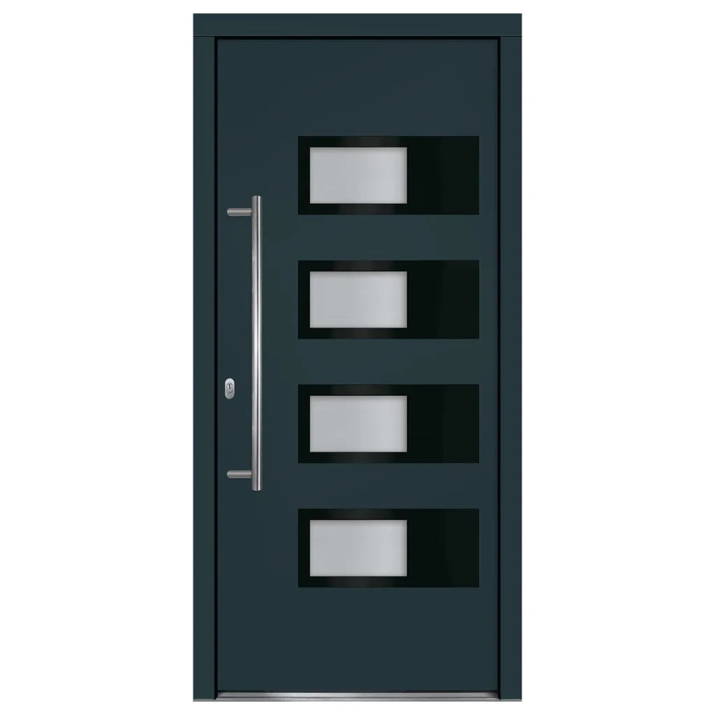 Porta Ingresso Antracite 100x210 cm in Alluminio e PVC