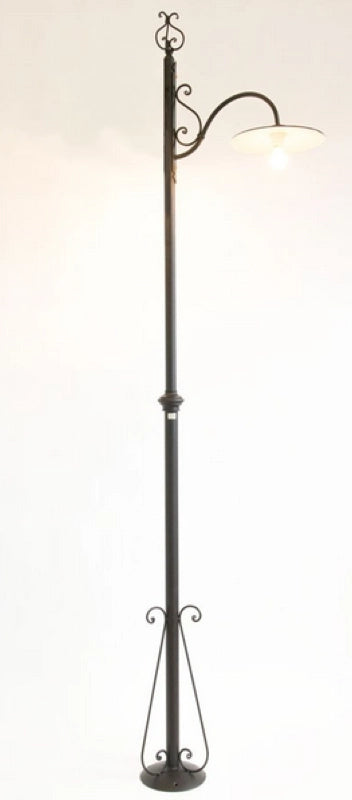 LAMPIONE PIANTANA PIATTO IN FERRO BATTUTO H MAX.280CM LANTERNA PIANTANA LAMPADA