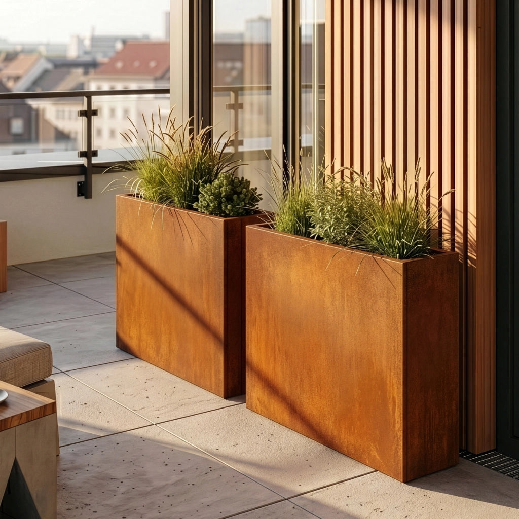 Fioriera Vaargel in Acciaio Corten Portafiori 82x90x30 cm - Marrone Ossidato casa.pro