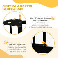 Cancelletto per Cani Estensibile 74-87x78 cm con 2 Blocchi e Chiusura Automatica in Metallo e Plastica Nero