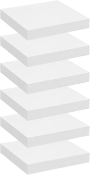 WOLTU Set di 6 mensole da parete, mensole a muro, scaffali per decorazioni, ripiani a muro in legno MDF, mensola a parete bianca, 25x22,9x3,8 cm, RG9365ws-6