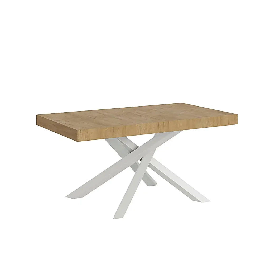 Tavolo allungabile 180/440x90 cm Volantis colore quercia natura gambe bianche