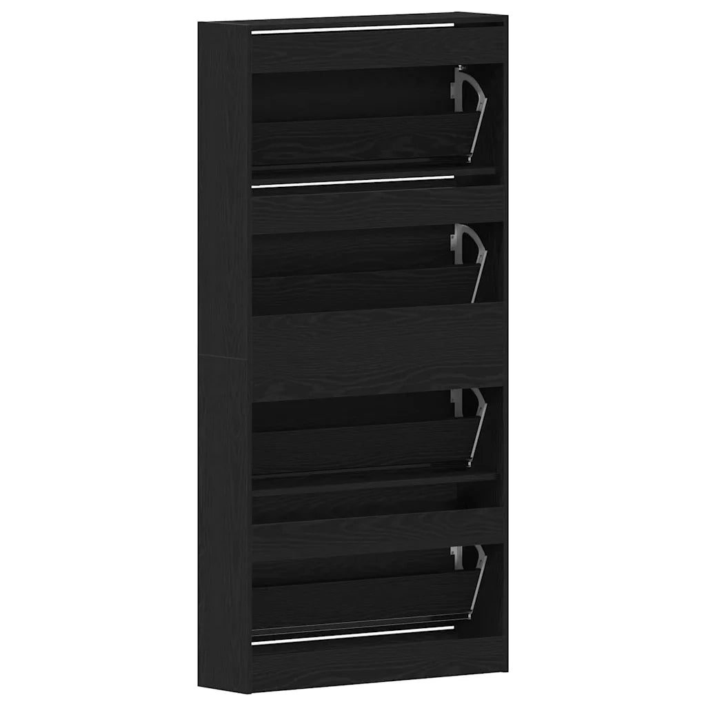 Mobile per scarpe con porta-Scarpiera Rovere Nero 80 x 21 x 163,5 cm