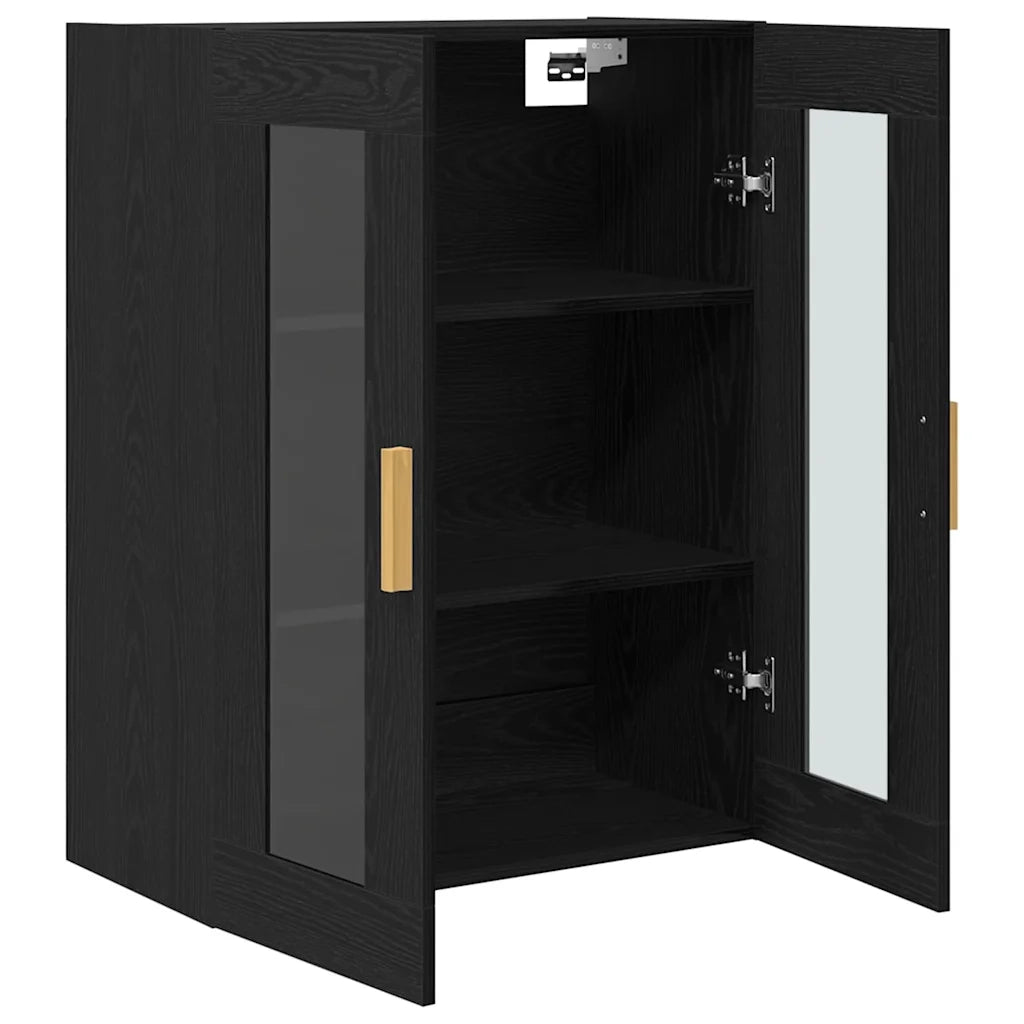 Armadietto a Muro | Mobile a Parete Rovere Nero 69,5 x 34 x 90 cm