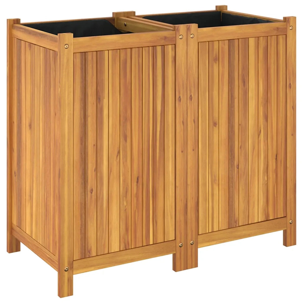 Fioriera Giardino con Rivestimento-Vaso da Esterno-Contenitore per Piante 84x42x75 cm Massello Acacia