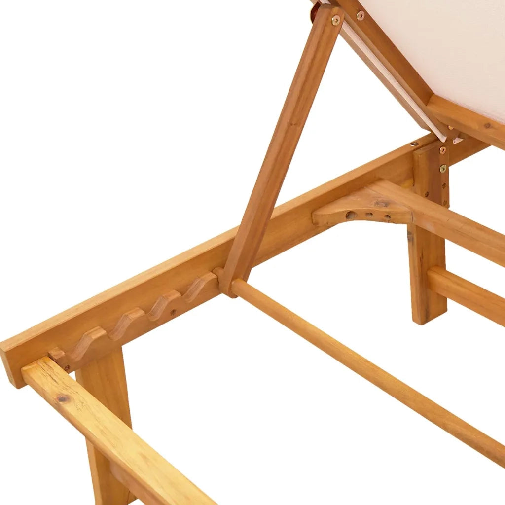 vidaXL Lettino Prendisole con Tavolo Crema Massello Acacia e Textilene