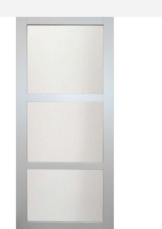 Anta scorrevole grigio chiaro Greyria' Larghezza 93 + binario bianco + 2 conchiglie