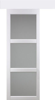Porta scorrevole Depoli 'Kenya' bianca a 3 ante 204X83 con binario in alluminio bianco + scocche
