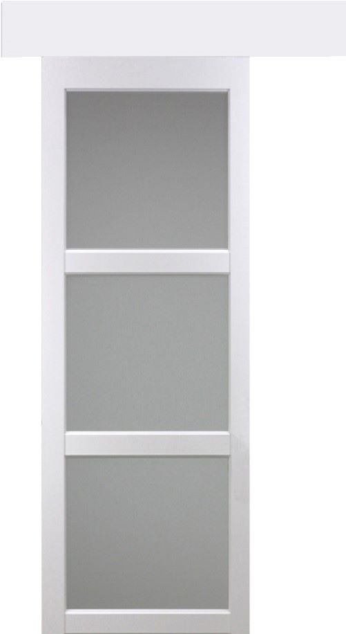 Porta scorrevole Depoli 'Kenya' bianca a 3 ante 204X83 con binario in alluminio bianco + scocche