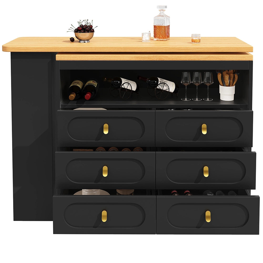 Tavolo bar estensibile - Xylo - rotante 360° con ruote nero 138-203cm