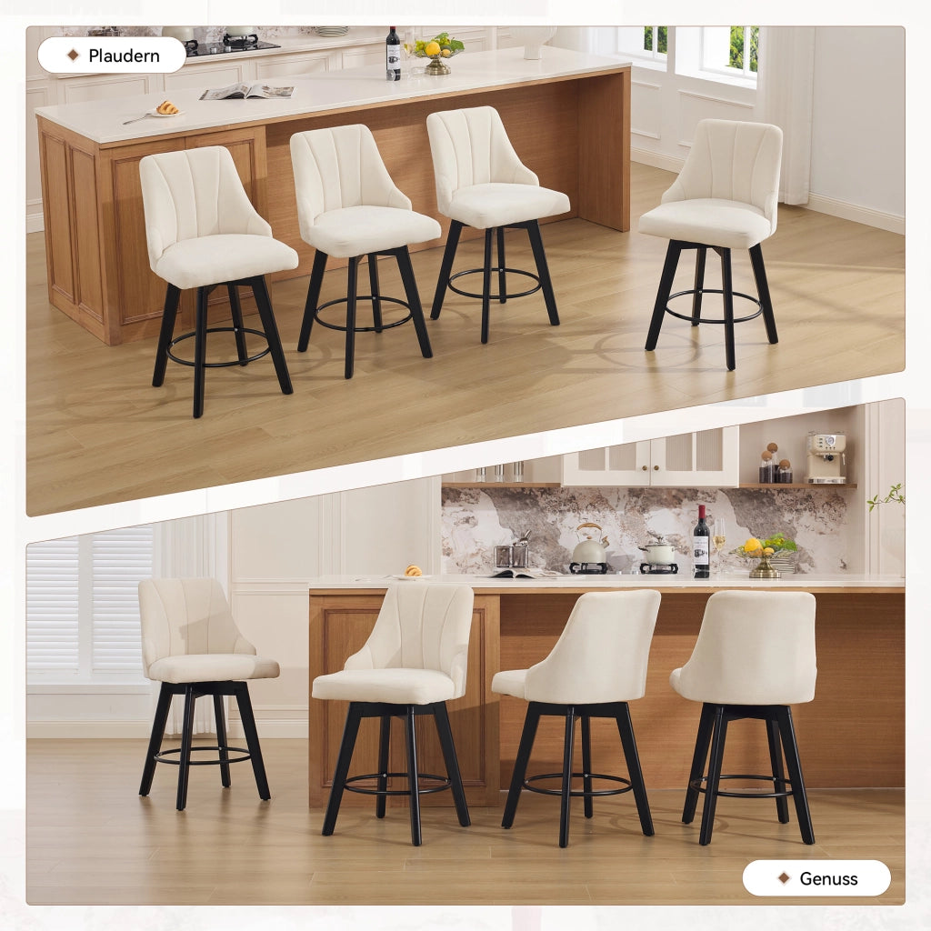SGABELLO DA BAR Girevole 53 x 53,5 x 94,5 cm in Chenille Beige
