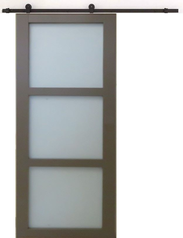 Porta Scorrevole Marrone Vetro Ral7006 H204 x L83 + Guida a rulli