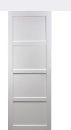 Porta scorrevole Tamera bianca larghezza 83 con binario in alluminio bianca + 2 gusci installati