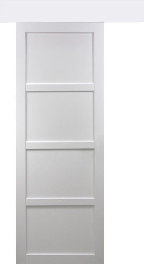 Porta scorrevole Tamera bianca larghezza 83 con binario in alluminio bianca + 2 gusci installati