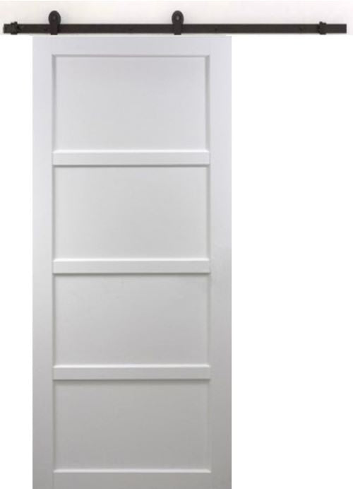 Porta Scorrevole Tamera Bianca 4 ante H204 x L93 + Guida a rulli e 2 Gusci Neri