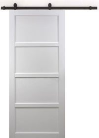 Porta scorrevole Tamera bianca larghezza 83 con binario in acciaio nero + 2 gusci installati