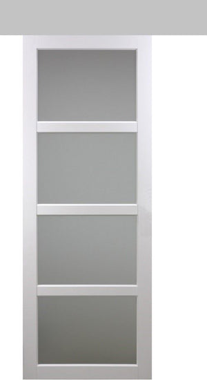 Porta scorrevole Tana bianca larghezza 83 con binario in alluminio + 2 gusci installati