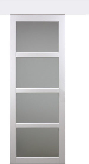 Porta scorrevole Tana bianca larghezza 83 con binario in alluminio bianca + 2 gusci installati