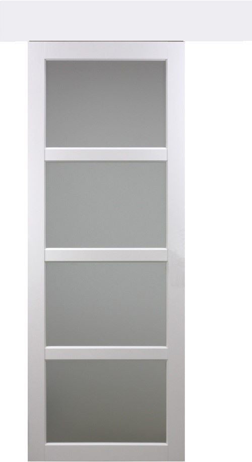 Porta scorrevole Tana bianca larghezza 73 con binario in alluminio bianca + 2 gusci installati