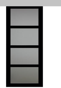 Porta scorrevole Telia nera H204 x L83 con binario in alluminio + 2 gusci installati