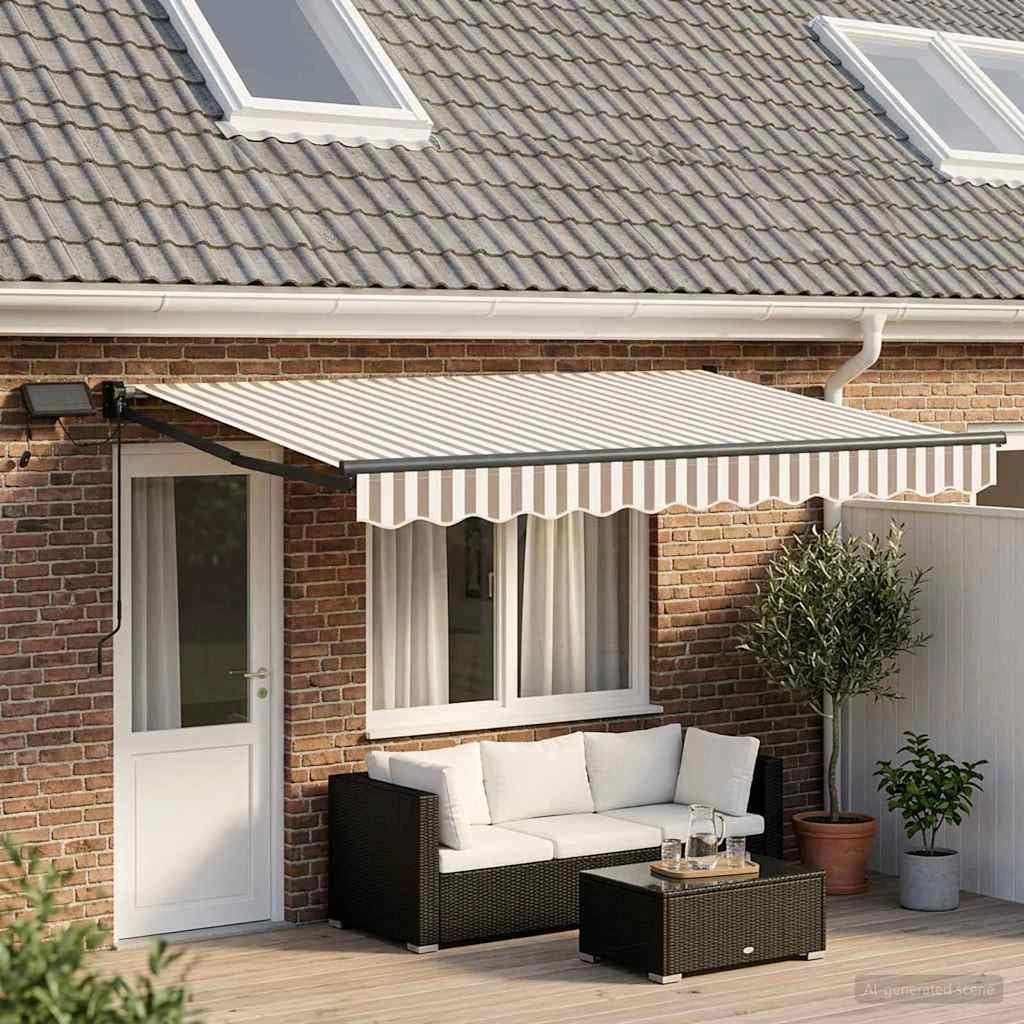 Tenda retrattile manuale con LED Grigio chiaro e bianco 3426210