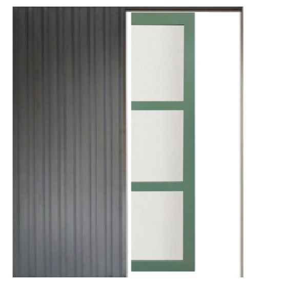Porta Scorrevole Vetro Verde H204 x L73 + Sistema Pocket e kit di finitura inclusi