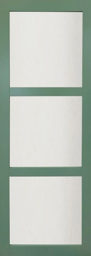 Porta Scorrevole Verde Ral 6021 Vetrata H204 x L73 + Binario in Alluminio e 2 gusci