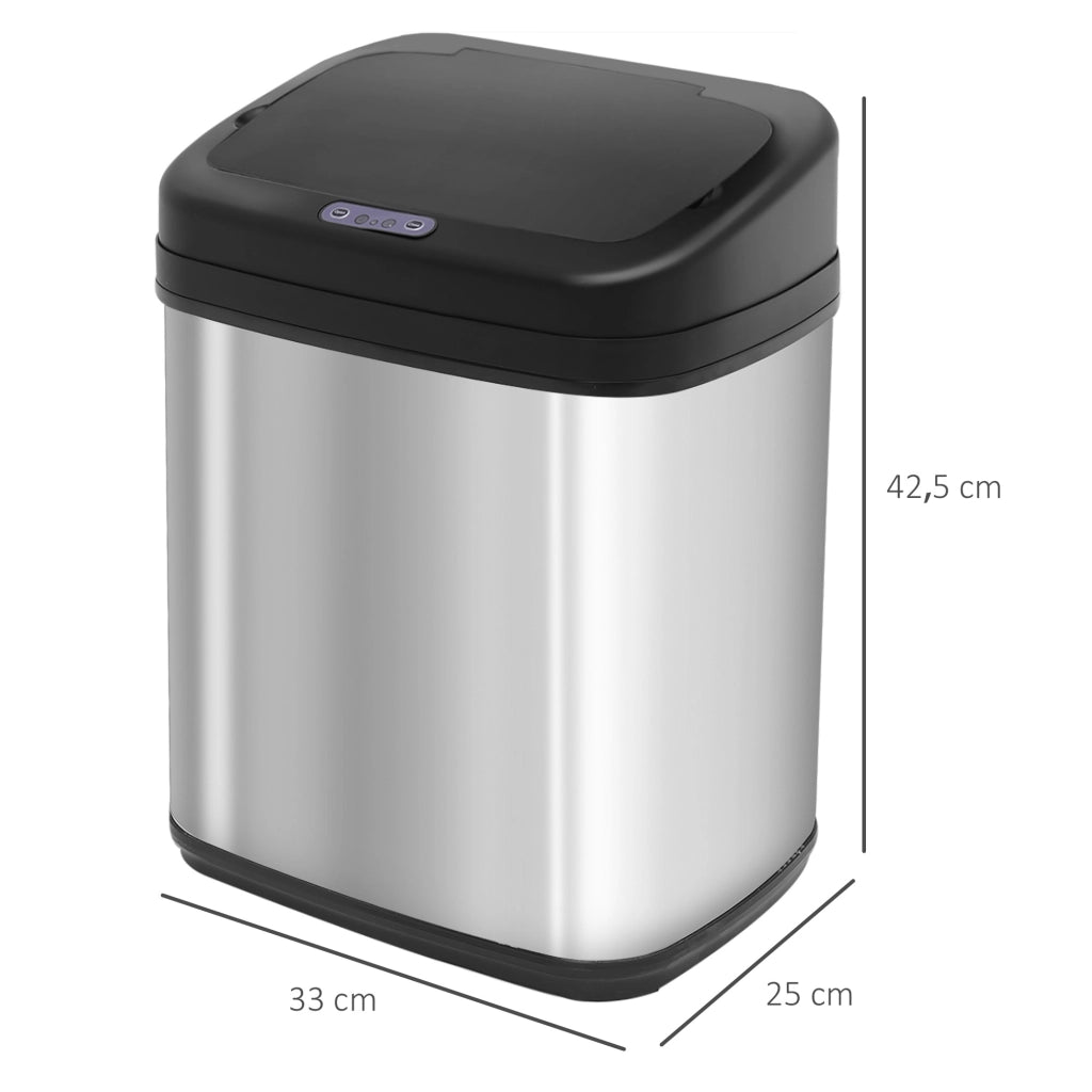 Cestino 20L con Apertura Automatica a Infrarossi e Secchio Interno Estraibile ¨C Zephmum ¨C Argento e Nero 33x25x42.5 cm