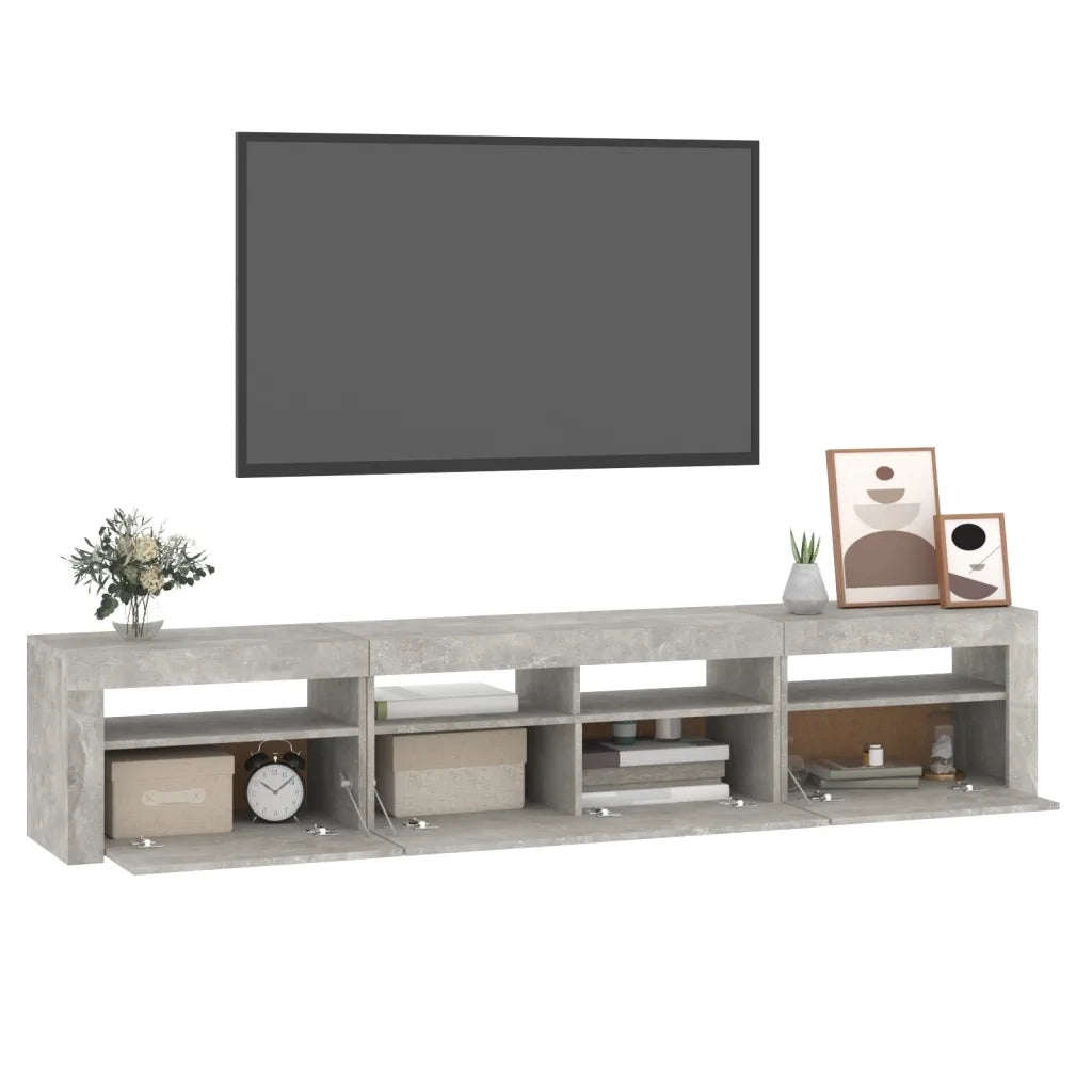 Mobile Porta TV con Luci LED-Mobile per TV-Credenza TV Grigio Cemento 210x35x40 cm