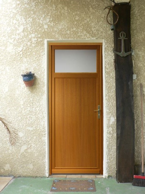 Porta di servizio in legno 'Pagos' modello 200X90 a sinistra a spinta (dimensioni della tavola) senza maniglia