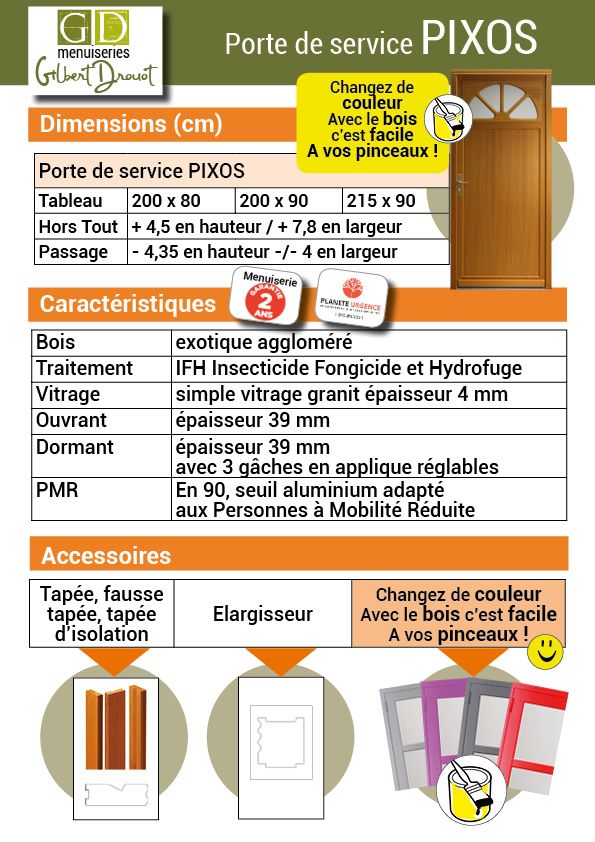 Porta di servizio Pixos in legno smaltato, H.215xl.90 p. destra + Maniglia E Canna (rif. 01245F924) Tabella Dimensioni senza maniglia