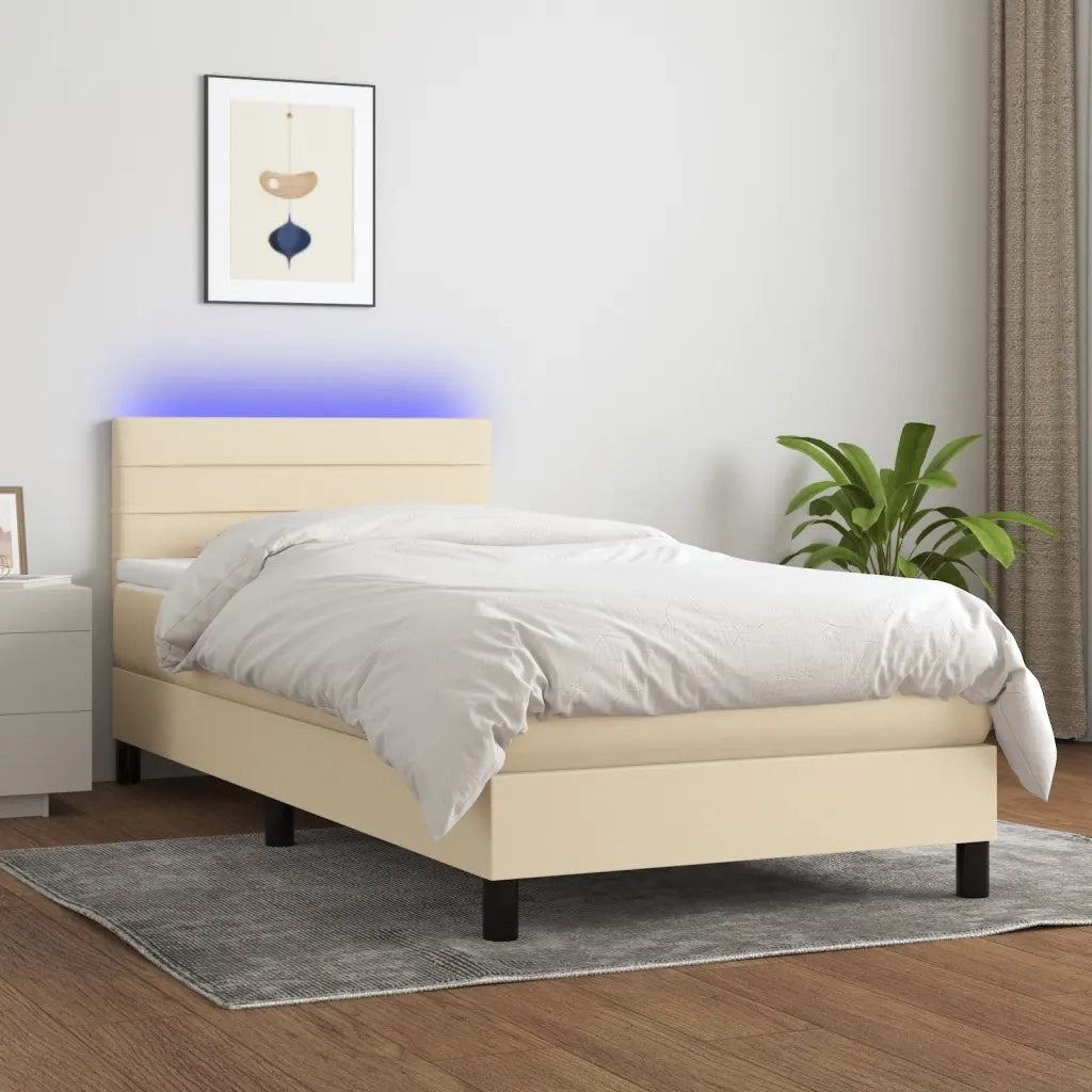 Letto a Molle con Materasso e LED Crema 80x200 cm in Tessuto 3133194