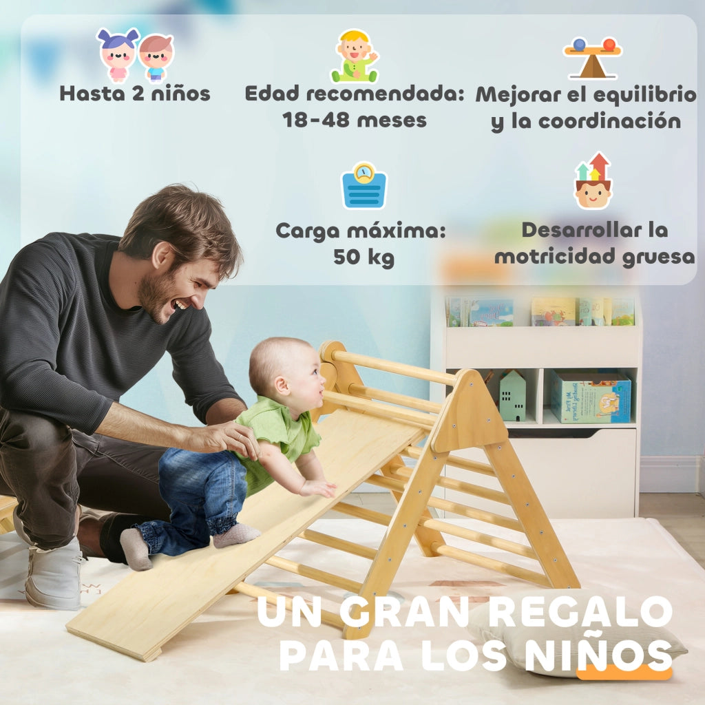 Scaletta per Bambini con Rampa ¨C zephmum ¨C Naturale 219x72,5 cm
