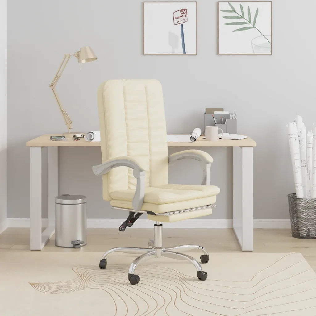 Poltrona da Ufficio Reclinabile Crema in Similpelle 349720