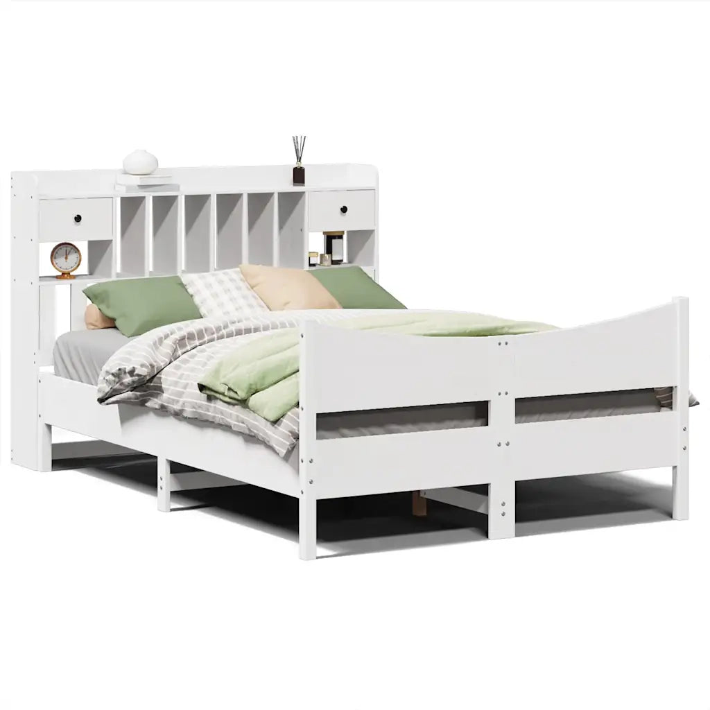 Letto senza Materasso Bianco 140x190 cm Legno Massello di Pino