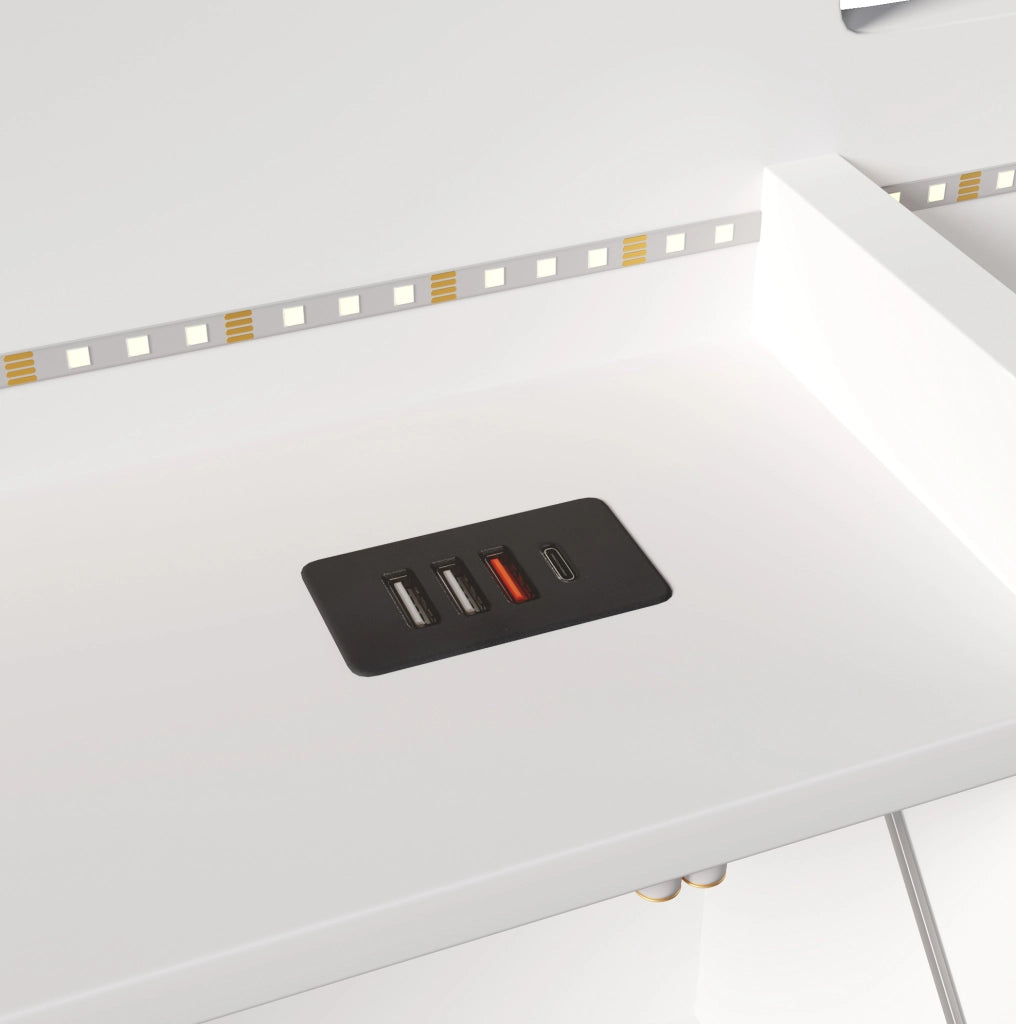 Letto imbottito idraulico 140x200 cm con LED e prese USB