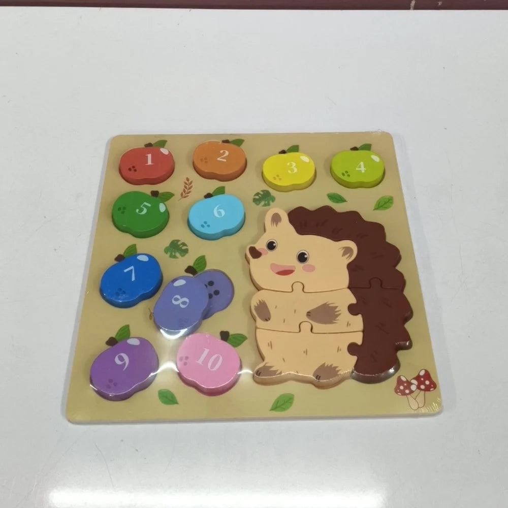 Trade Shop - Gioco Di Conteggio Abbinamento Numeri Puzzle In Legno Tema Riccio Per Bambini 32371 -