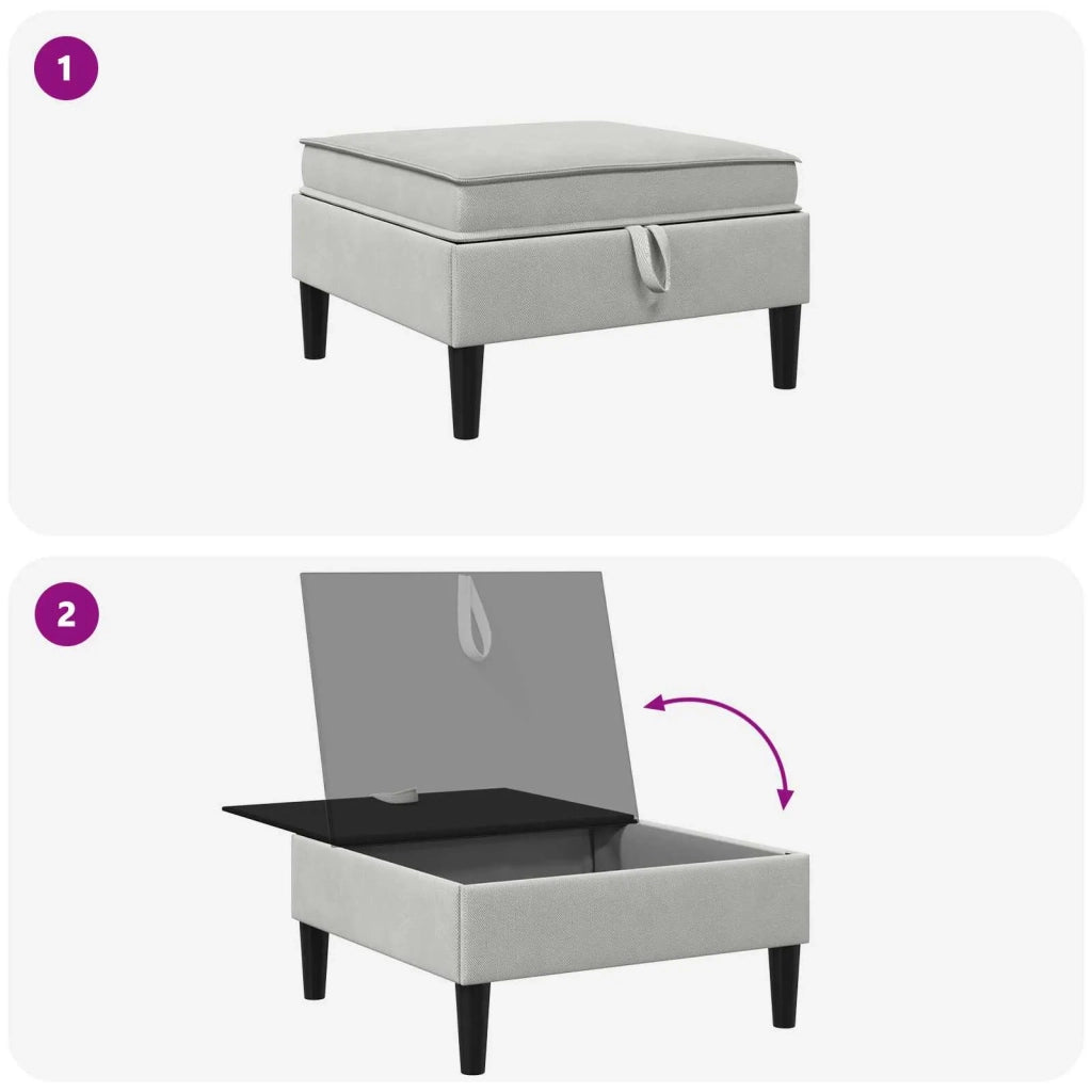 Pouf con Storage Grigio chiaro Velluto 42027147