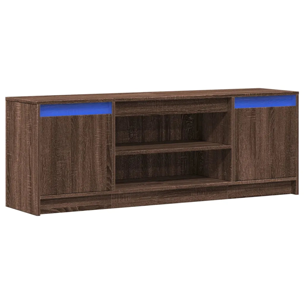 Mobile Porta TV con LED Rovere Marrone 139,5x34x50cm Truciolato