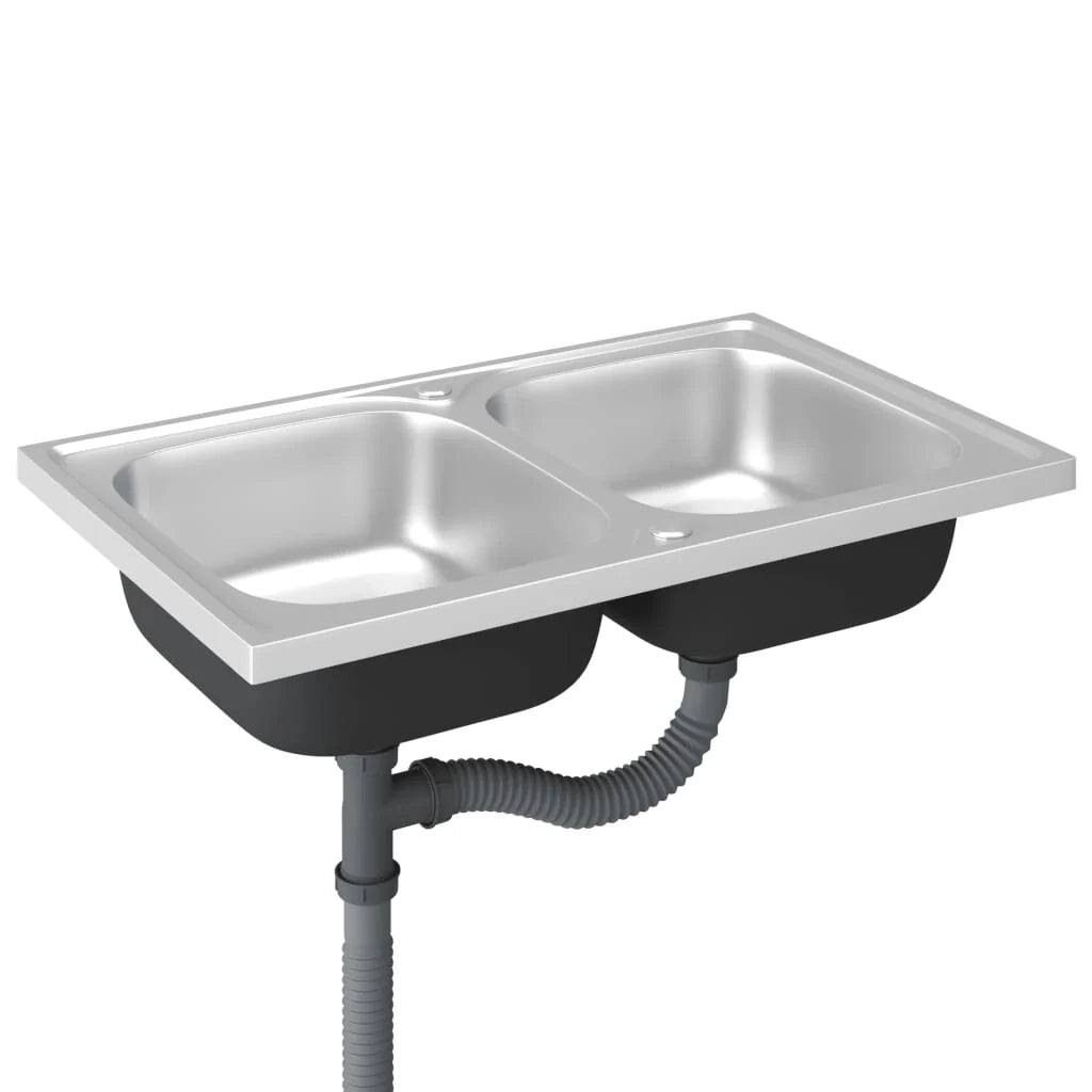 Lavello da cucina a doppio lavello lavello da cucina da incasso lavello da incasso per interni domestici argento 80 x 50 cm acciaio inox 02_0002429