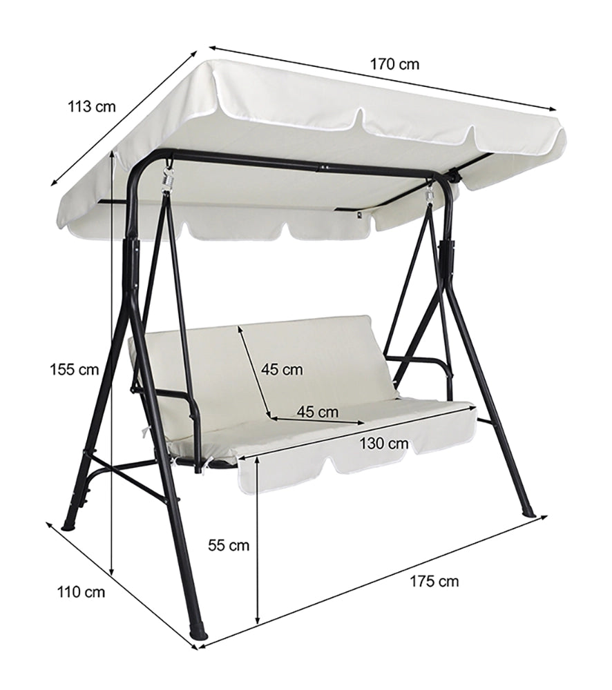 Dondolo da giardino 3 posti con tettuccio regolabile - Barbados - DO11-BA170
