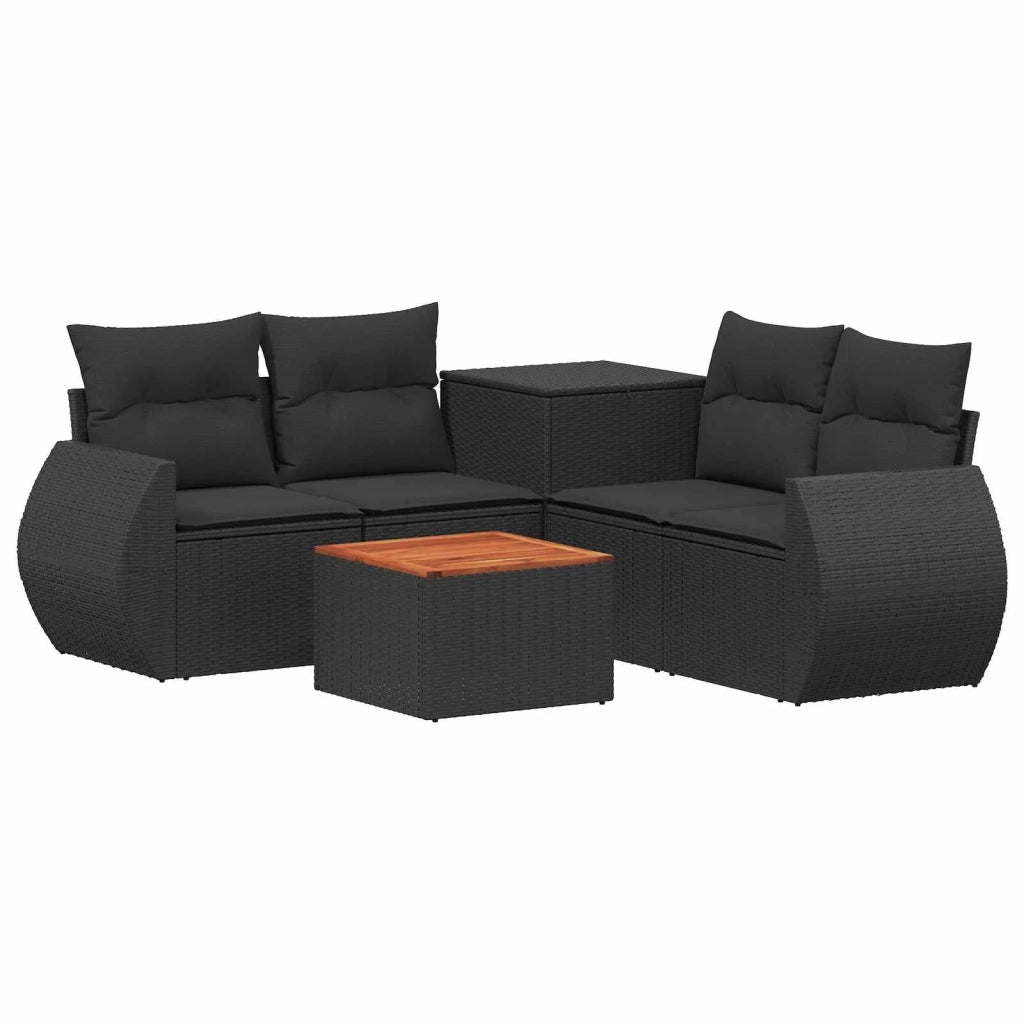 Set di divani 6 pz Nero Rattan sintetico e Acciaio 3447502