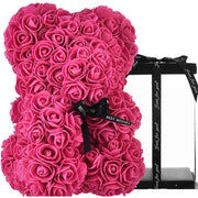 Trade Shop - Orsacchiotto Orsetto Orso Di Rose Con Fiori Artificiali Da 25cm San Valentino - Rosa