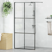 Parete per Doccia Walk-in Vetro Trasparente ESG Nera 100x195 cm 151025