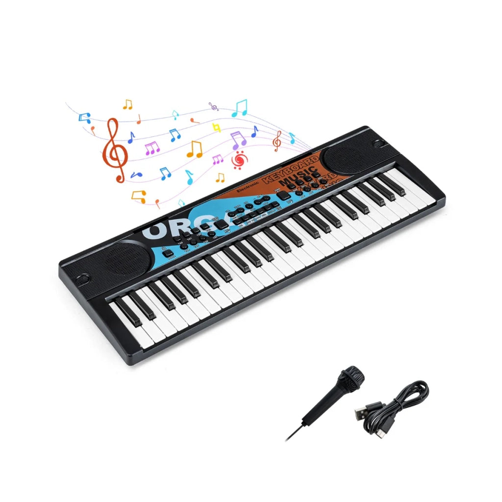 Tastiera per pianoforte elettrico 53,5 x 19 x 5 cm apprendimento musicale animato microfono incluso ABS nero 20_0017012